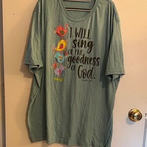 Heather Lagoon Love in Faith Graphic T-Shirt with Bird Design 4X I will sing…